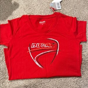 Ducati Women's Red Short Sleeve Logo Tee - Classic Rider Style